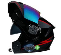 CNNGU Casco Modulare Bluetooth, per Adulti, Donne E Uomini, Casco Modulare con Doppia Visiera, Casco da Moto Integrato Omologato ECE, Traspirante E Confortevole