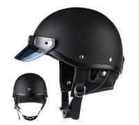 CNNGU Demi-Jet Mezzi Caschi da Moto per Uomini E Donne, Stile Tedesco Retro Open Face Casco, Ciclomotore Scooter Mezzo Casco per Adulti, ECE Approvato Moto d'Epoca Mezzo