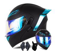 CNNGU Moto Flip Up Casco Modulare, Casco Full Face Casco Modulare ECE Approvato Pieghevole Modulare Integrale Caschi Moto con Doppia Lente, S ~ XL