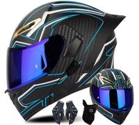 CNNGU Moto Flip Up Casco Modulare, Casco Full Face Casco Modulare ECE Approvato Pieghevole Modulare Integrale Caschi Moto con Doppia Lente, S ~ XL
