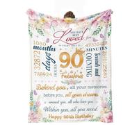 cnnouart Coperta da donna per 90° compleanno, regalo di compleanno per donna di 90 anni, decorazioni Happy 90 Bday (130 x 180 cm)