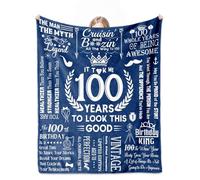 cnnouart Coperta per 100° compleanno, regalo per uomo, decorazione per 100° compleanno, idea regalo per nonno e papà (150 x 230 cm)