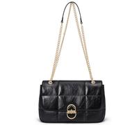 Cnoles Borse a tracolla da donna, con catena dorata, borsa da sera, borsa a catena per donna in pelle, Nero , m