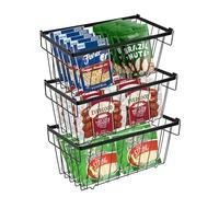 CnosDB Set Da 3 Cestini Per Congelatore, Metallo Impilabile Cesto Portaoggetti Per Frigorifero Con Manici E Fondo Antiscivolo Adatto Per Mobile Frigorifero Da Cucina 37,3 x 17,6 x 15,2 cm