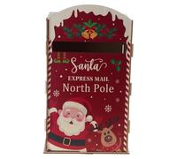 Cnrfeoap Cassetta postale realizzata a mano con renne di Babbo Natale, materiali in legno, per caminetti, esposizione da tavolo, scatola per la raccolta di posta di Babbo Natale per bambini