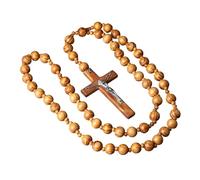 Cnrfeoap Rosario sacro da parete in legno extra lungo con perline spesse e croci per meditazioni spaziali grandi decorazioni cattoliche per la casa