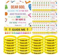 CNSJ Set di 24 braccialetti religiosi in silicone religiosi con versi biblici, regali cristiani, con biglietti ispiratori, per la scuola domenicale, bomboniere, uomini e donne