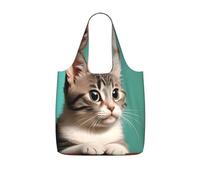 CNTDBU A Curious Cat - Borsa per la spesa, leggera, riutilizzabile, pieghevole, da 25 l, con coulisse, per lavoro e palestra