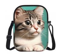 CNTDBU A Curious Cat, piccola borsa a tracolla leggera con cerniera, da donna, impermeabile, casual, per telefono da viaggio