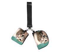CNTDBU A Curious Cat - Portafoglio da polso da donna, piccola borsa da polso per chiavi e carte, confezione da 2 tasche con cerniera per corsa, palestra, viaggi, sport all'aria aperta