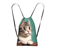CNTDBU A Curious Cat - Zaino pieghevole con coulisse, leggero, pieghevole, riutilizzabile, per viaggi, campeggio, palestra