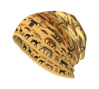 CNTDBU African Grassland Animals, berretto invernale con stampa all-over, morbido ed elastico, cappello a doppio lato, regalo divertente per uomini, donne, coppie, nero