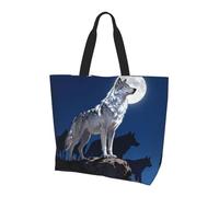 CNTDBU Alpha Wolf Leader - Borsa larga da donna, leggera, impermeabile, riutilizzabile, con tasca interna, per lavoro e viaggi