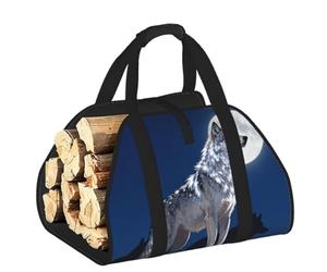 CNTDBU Alpha Wolf Leader - Borsa per legna da ardere, in tela resistente, impermeabile, con manici imbottiti