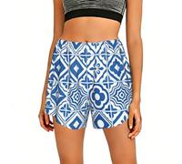CNTDBU Azulejo - Pantaloni da pigiama corti da donna, morbidi, con tasche, leggeri, per la casa