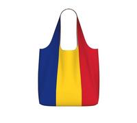 CNTDBU Bandiera della Romania Borsa per la spesa ripiegabile leggera e riutilizzabile per generi alimentari, zaino da viaggio da 25 litri con coulisse per lavoro palestra