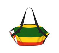 CNTDBU Bandiera dello Zimbabwe 2 in 1 coperta da picnic pieghevole impermeabile tappetino rotondo per spiaggia parco, borsa da campeggio portatile con tasche portaoggetti per avventure all'aperto