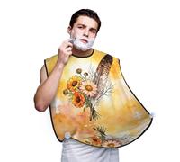 CNTDBU Bavaglino da barba con fiori e piume, per uomo, per raccogliere i capelli, per tagliare la barba, grembiule impermeabile da barbiere con ventose