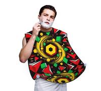 CNTDBU Bavaglino da barba con frammenti geometrici per uomo, per tagliare la barba, grembiule impermeabile da barbiere con ventose