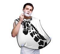 CNTDBU Bavaglino da barba con giraffa bianco e nero per uomo, per raccogliere i capelli, per tagliare la barba, grembiule da barbiere impermeabile con ventose