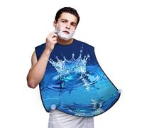 CNTDBU Bavaglino da barba con gocce d'acqua per uomo, per tagliare la barba, grembiule impermeabile da barbiere con ventose