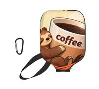 CNTDBU Bear Drinking Coffee Pickleball Paddle Cover-Neoprene Paddle Case con Mesh Pocket, Moschettone per Borsa da Palestra