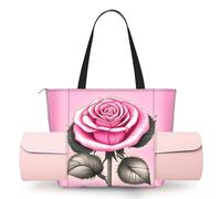 CNTDBU Beautiful Pink Roses - Borsa da yoga da donna, grande borsa da palestra con supporto per tappetino da yoga, borsa a tracolla leggera per allenamento, viaggi, spiaggia