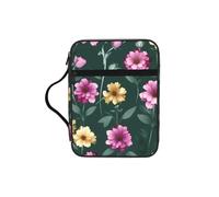 CNTDBU Bella borsa a secchiello con manici per studio biblico con fiori viola - organizer impermeabile per viaggi in chiesa, portapenne, tasca per tablet, diario