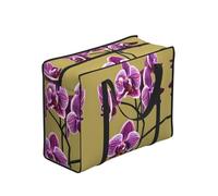 CNTDBU Bella borsa per la spesa resistente con orchidee, impermeabile, riutilizzabile, con cerniera, borsa portaoggetti pieghevole per viaggi e picnic