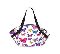 CNTDBU Bella farfalla 2 in 1 coperta da picnic borsa pieghevole impermeabile tappetino rotondo per spiaggia parco, borsa portatile da campeggio con tasche portaoggetti per avventure all'aperto