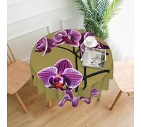 CNTDBU Bella tovaglia rotonda impermeabile con orchidee, lavabile, resistente alle pieghe, per cene e feste