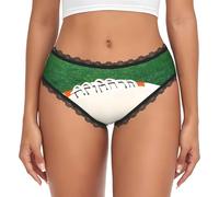 CNTDBU Bikini da donna bianco con palla da rugby in pizzo nero, mutandine morbide elasticizzate a vita bassa, slip hipster traspiranti senza cuciture per l'uso quotidiano, Nero , M