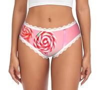 CNTDBU Bikini da donna colorato lecca-lecca in pizzo nero, mutandine morbide elasticizzate a vita bassa, slip hipster traspiranti senza cuciture per l'uso quotidiano, bianco, XXL