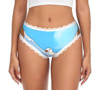 CNTDBU Bikini da donna con gabbiani in volo in pizzo nero, mutandine morbide elasticizzate a vita bassa, slip hipster traspiranti senza cuciture per l'uso quotidiano, bianco, XXL