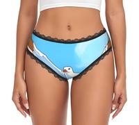 CNTDBU Bikini da donna con gabbiani in volo in pizzo nero, mutandine morbide elasticizzate a vita bassa, slip hipster traspiranti senza cuciture per l'uso quotidiano, Nero , XL