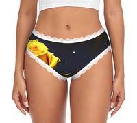 CNTDBU Bikini da donna con rose gialle e notte stellata in pizzo nero, mutandine morbide elasticizzate a vita bassa, slip hipster traspiranti senza cuciture per l'uso quotidiano, bianco, XXL