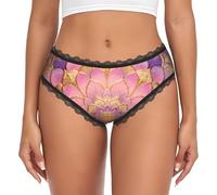 CNTDBU Bikini da donna in pizzo nero con motivo mandala floreale, mutandine morbide elasticizzate a vita bassa, slip hipster traspiranti senza cuciture per l'uso quotidiano, Nero , M