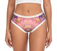 CNTDBU Bikini da donna in pizzo nero con motivo mandala floreale, mutandine morbide elasticizzate a vita bassa, slip hipster traspiranti senza cuciture per l'uso quotidiano, bianco, M