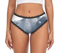 CNTDBU Bikini da donna invernale con bisonte nero in pizzo nero, mutandine morbide elasticizzate a vita bassa, slip hipster traspiranti senza cuciture per l'uso quotidiano, Nero , XL