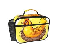 CNTDBU Bird's Nest Golden Chicken Borsa termica per il pranzo per uomini e donne, borsa termica per lavoro, ufficio, contenitore per il pranzo a prova di perdite con tasca in rete per cibo