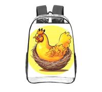 CNTDBU Bird's Nest Golden Chicken Clear Backpack 16 Inch-Transparent PVC Stadium Approvato Bag, Personalizzato All-Over Stampa Frontale Pocket, Zaino da Viaggio Leggero Unisex