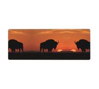 CNTDBU Bison Sunset Silhouette - Tappetino da scrivania extra large, 31,8 x 31,5 cm, tappetino per mouse da gioco con bordo cucito, tappetino impermeabile per tastiera per ufficio