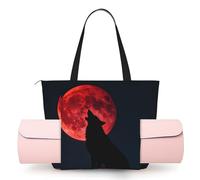 CNTDBU Blood Moon Wolf - Borsa da yoga da donna, grande borsa da palestra con supporto per tappetino da yoga, borsa a tracolla leggera per allenamento, viaggi, spiaggia
