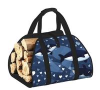 CNTDBU Blue Killer Whale - Borsa per legna da ardere in tela resistente, impermeabile, con manici imbottiti