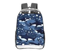 CNTDBU Blue Killer Whale - Zaino trasparente da 40,6 cm, in PVC, con stampa su tutta la superficie, tasca frontale leggera da viaggio, unisex