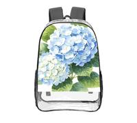 CNTDBU Blue Round Bloom - Zaino trasparente da 40,6 cm, approvato dallo stadio, in PVC trasparente, con fondo rinforzato, unisex