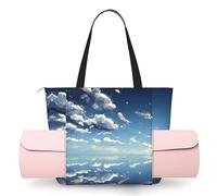 CNTDBU Blue Sky and White Clouds - Borsa da yoga da donna, grande borsa da palestra con supporto per tappetino da yoga, borsa a tracolla leggera per allenamento, viaggi, spiaggia