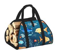 CNTDBU Blue Underwater World of Fish - Borsa per legna da ardere in tela resistente, impermeabile, con manici imbottiti
