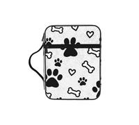 CNTDBU Bones and Dog Paws - Borsa per studio biblico con manici, organizer impermeabile per viaggi in chiesa, portapenne, tasca per tablet