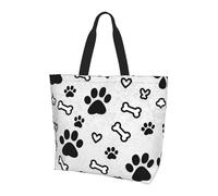 CNTDBU Bones and dog paws, grande borsa per la spesa da donna, leggera, impermeabile, borsa a tracolla per lavoro, viaggi, uso quotidiano